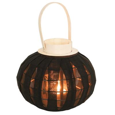 Wooden Candle Lantern, Black, 22 Cm