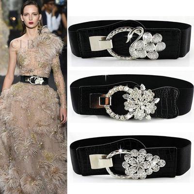 Cintura da donna con fibbia argento Corsetto in pelle PU Larga cintura da donna Cintura elastica per cappotto femminile