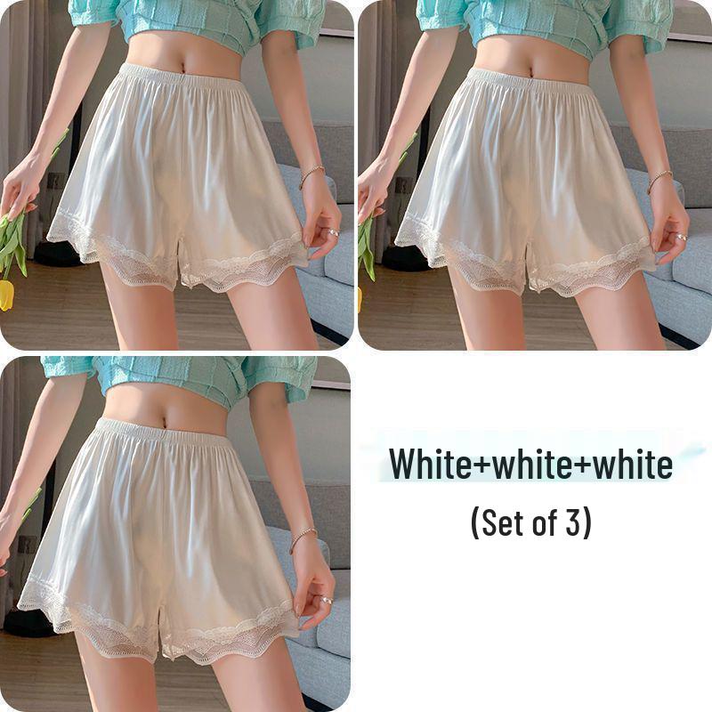 Seamless Ice Silk Lace Women's Summer Anti-Exposure Loose Shorts