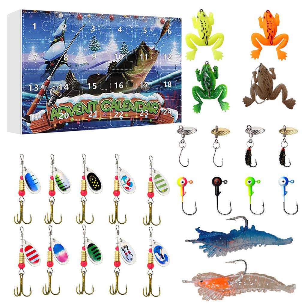 24pc Advent Calendar Fishing Christmas Countdown, Fishing Tackle Advent Calendar For FishAdult Men Teen Boys, Xmas Surprise Gift