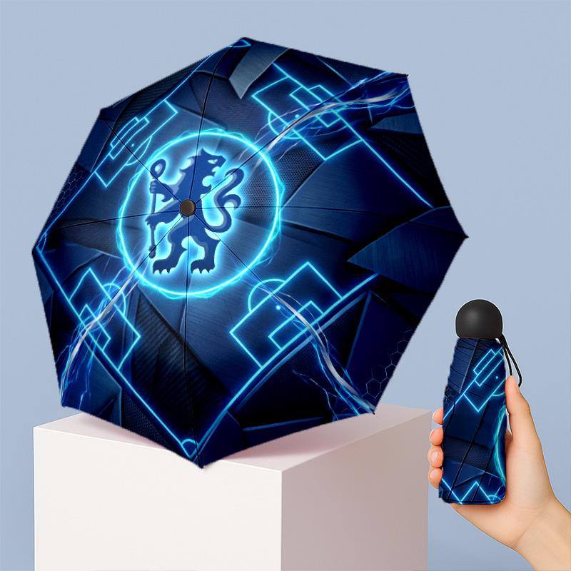 Chelsea FC Pattern Printed Mini 5 Folds 8 Ribs Compact Umbrella Windproof Waterproof Lightweight Portable Folding