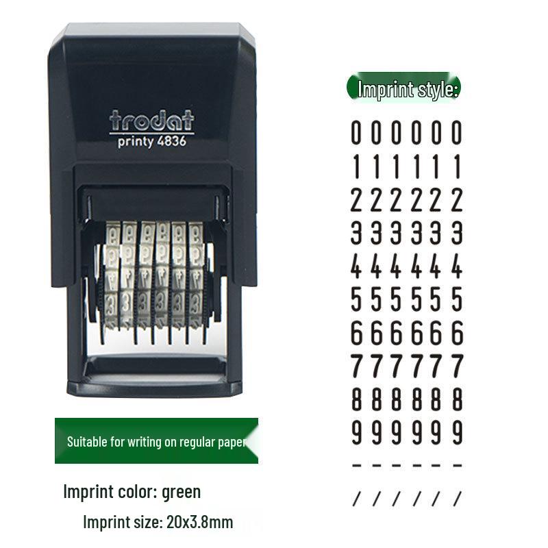Zhuoda 4836 Adjustable 6-Digit Automatic Inking Number Stamp with 3.8mm Character Height