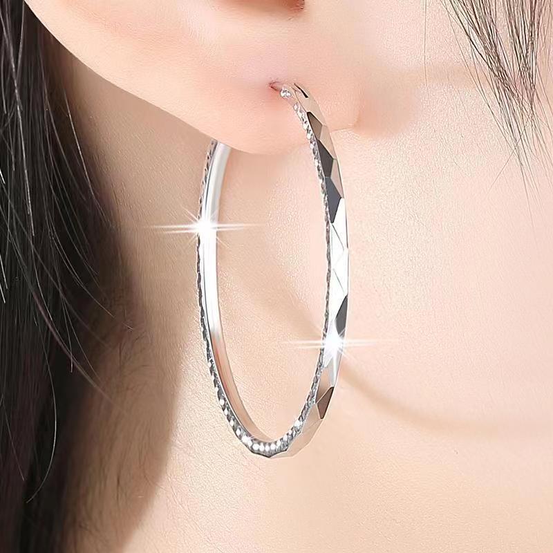 BELLA BOX High-end Car Floral Large Ear Rings, Women's S925 Sterling Silver Needle Plated, Simple And Versatile, Elegant Earrings With A Cold Style
