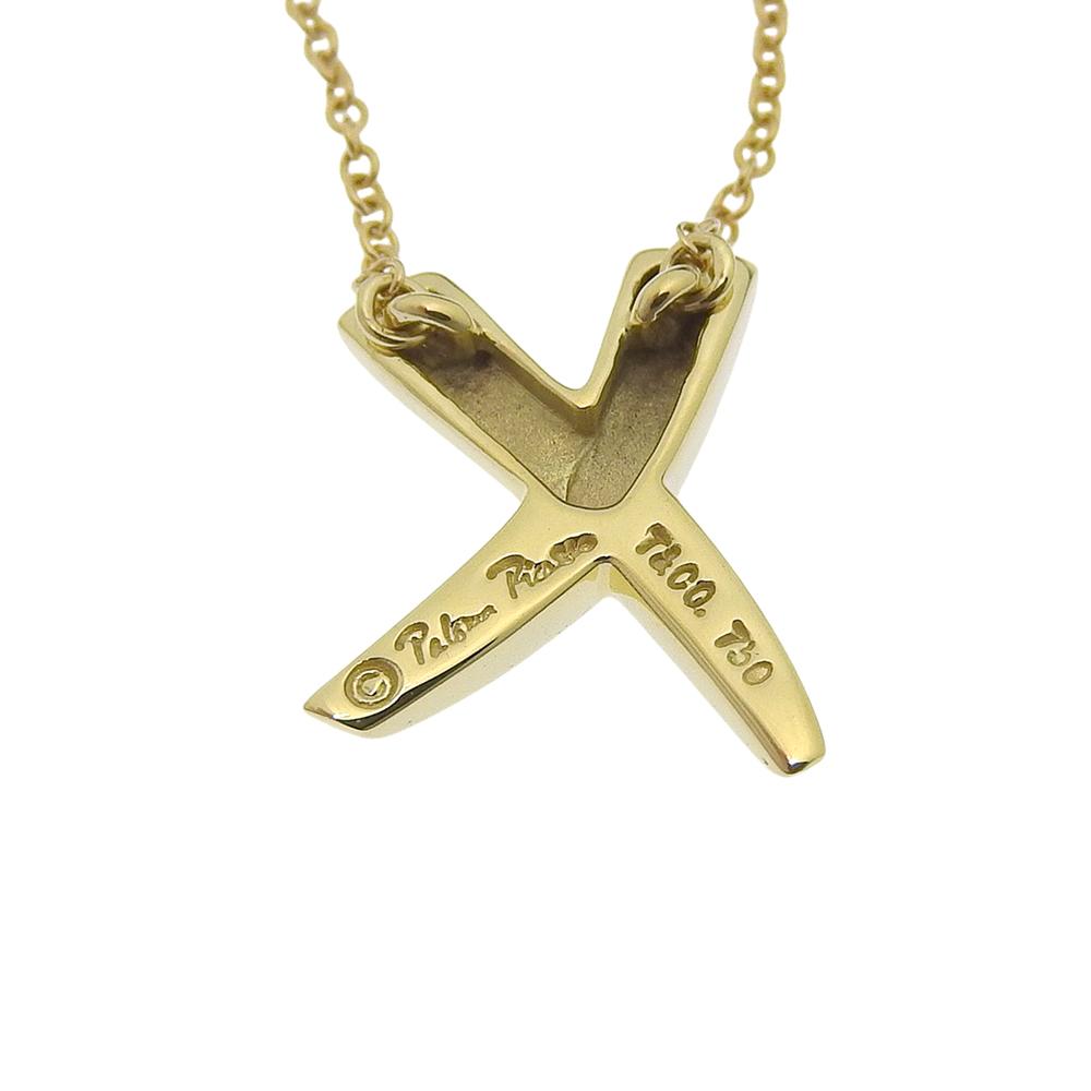 TIFFANY&Co. kiss Necklace Paloma Picasso K18 yellow gold 3.4g Women Used