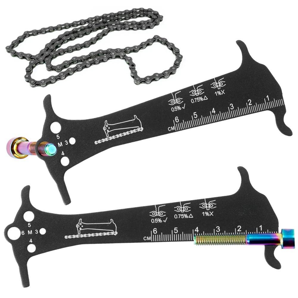 3 In 1 Bicycle Chain Wear Indicator Ruler Repair Tool Stainless Steel MTB Chain Gauge Measurement Bike Checker Screw Diameter