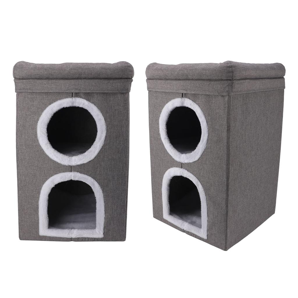 Cat Cube House Multipurpose 3 Layers Large Space Warm Windproof Scratch Resistance Collapsible Cat