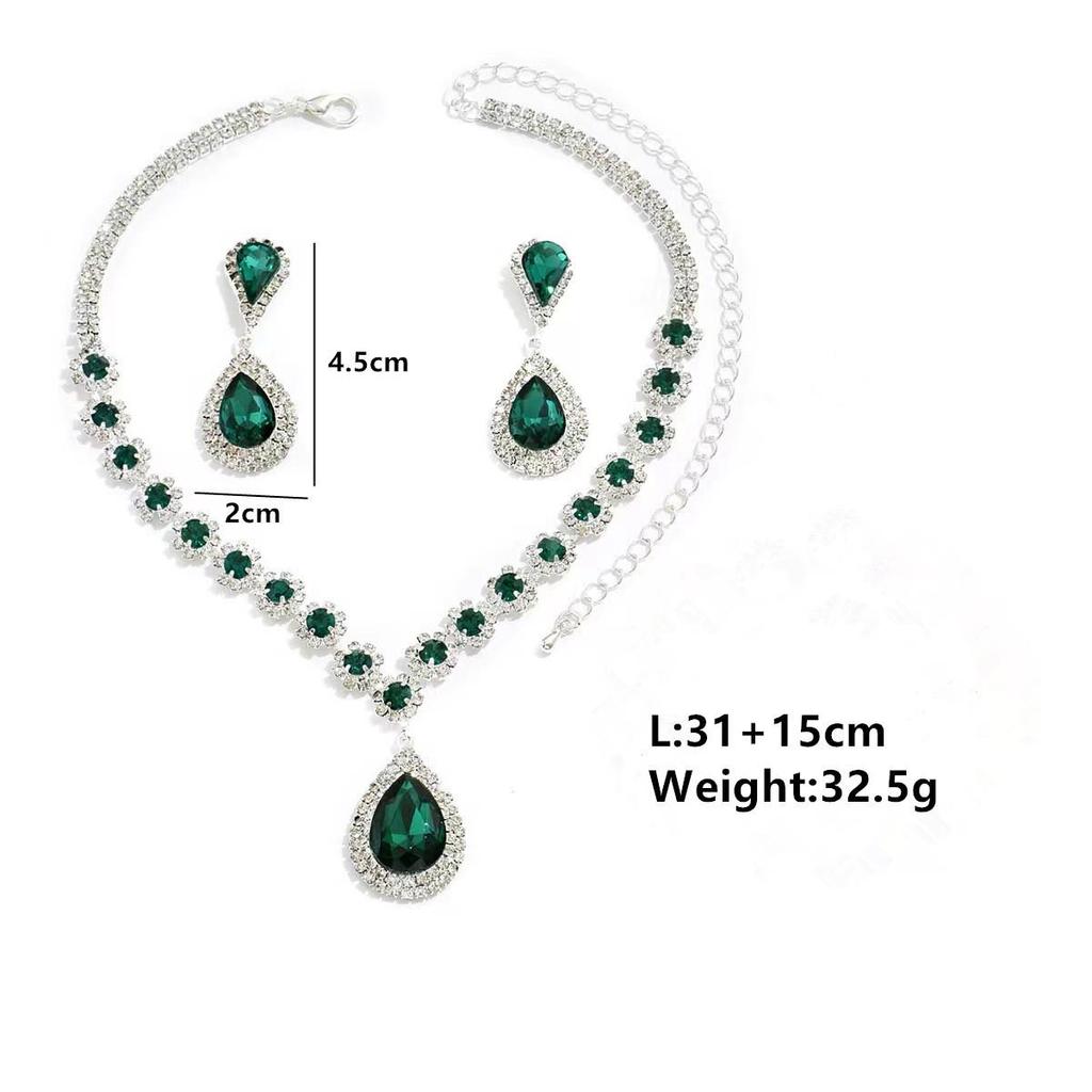 Exclusive Women's Rhinestone Jewelry Set: Necklace, Ring, Earrings