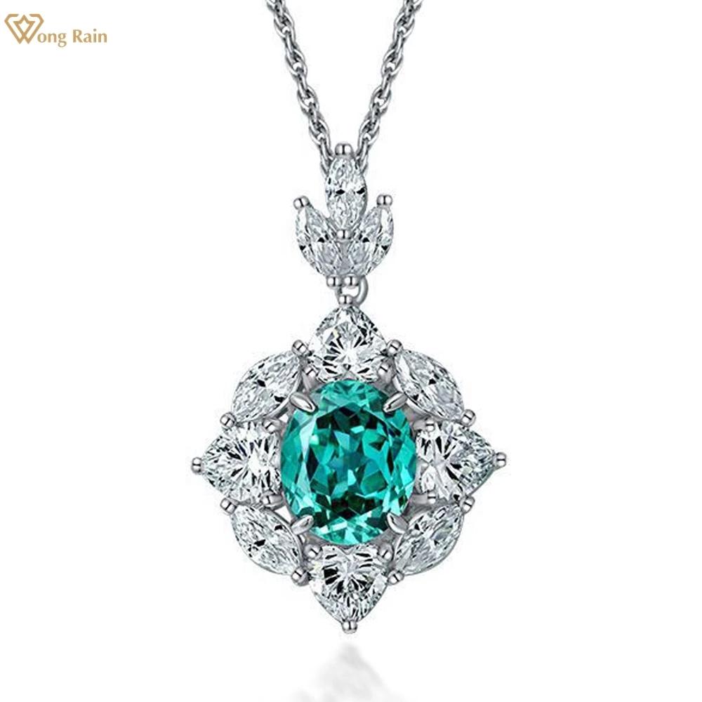 

Wong Rain Винтаж 100% стерлингового серебра 925 пробы 10*12 мм AAAAA цирконы драгоценный камень вечерние кулон ожерелье для женщин изящные ювелирные изделия в подарок зелёный