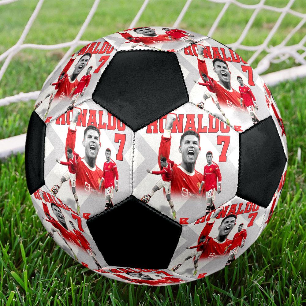 1 Stück Cristiano Ronaldo Glory Größe 5 Fußball PrahaHallenfußball Ball Bunt Alle Altersgruppen Maschinengenäht PVC Wettkampfbereit Langlebig Hoher Rückprall