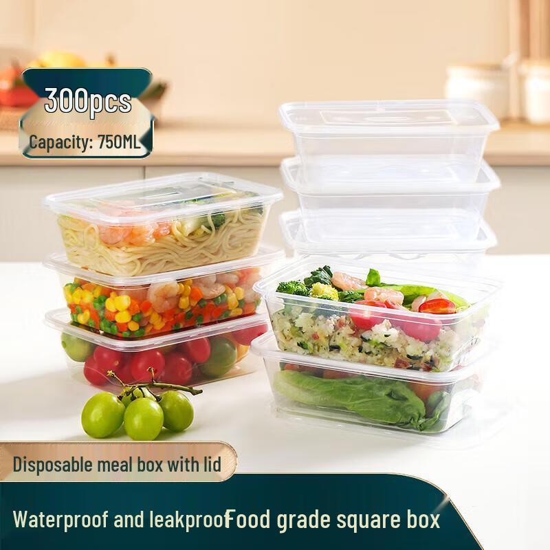 JingJingRS 750ml Food-Grade Plastic Takeaway Box Set