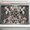 2D Elegant 18th Birthday Backdrop "Happy Birthday" with Diamond Number 18 Party Background