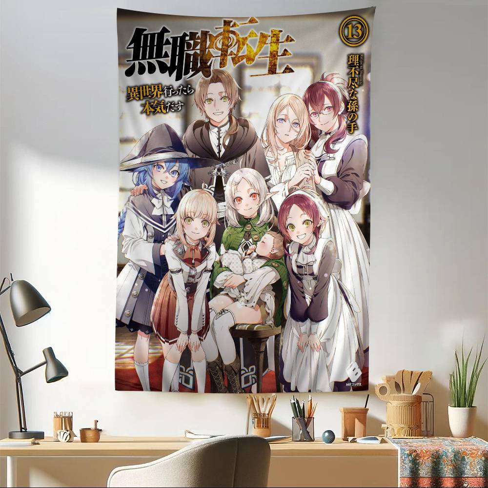 M-Mushoku T-Tensei DIY Wall Tapestry Hippie Flower Wall Carpets Dorm Decor Wall Art Decor 100X70CM