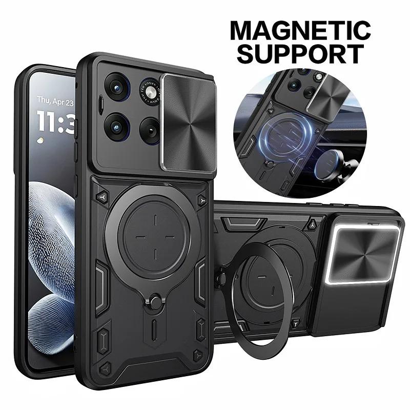 For Motorola Edge 70 Fusion 5G Case Slide Lens Protector Armor Funda For Moto Edge 70 Fusion Car Magnetic Holder Ring Back Cover