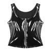 Women's Sexy Clubwear Patent Leather Tank Tops Fashion Wet Look Sleeveless Crop Tank Tops Vest