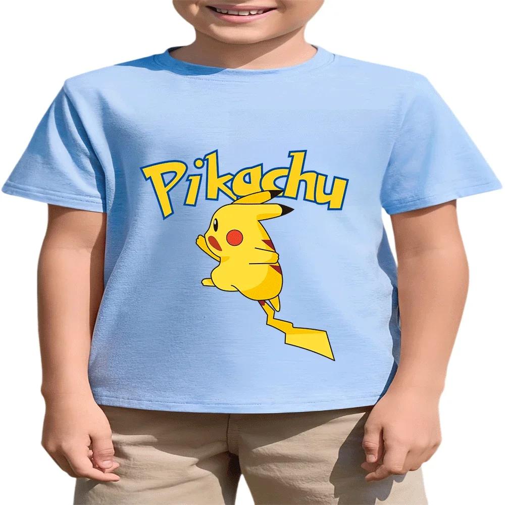 Pikachu Anime Kids Cotton T Shirt Summer 214Y Casual Daily Children Top Hot Sale