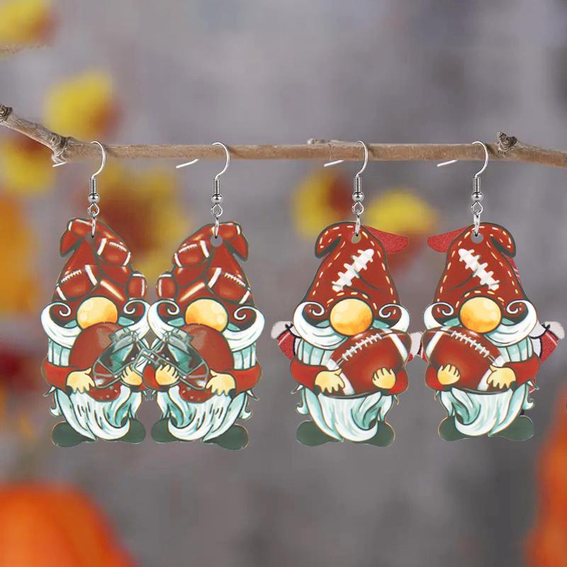 

Dwarf with Rugby Pattern Acrylic Drop Earrings for Women Girls Y2K Super Bowl American Football Stud Earrings New YearJewelry Christams Gifts