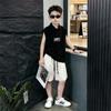 Boys' Trendy Cotton Polo Vest Set - Lapel Sleeveless Summer Top for Middle and Older Kids