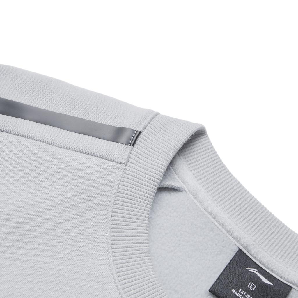 Li Ning Fitness Series Anti-Static Anti-Bacterial Warm Solid Color Round Neck Pullover Fleece Long Sleeve Sweatshirt Men Sweatshirt AWDUF99-2