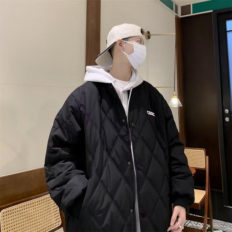 Men's Korean-Style 2025 Winter Jacket: Trendy Cotton with Diamond Quilting - Warm and Casual.