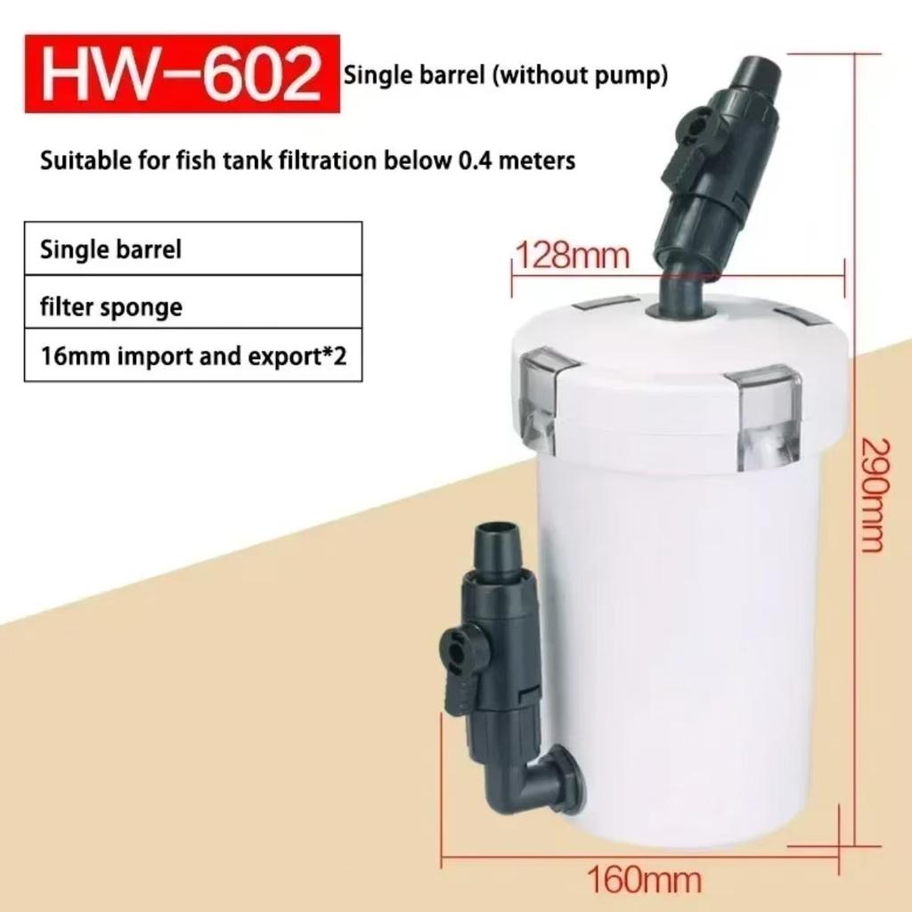 Aquarium Filter Ultra-quiet External Aquarium Water Pump Filter Barrel Fish Tank Filtro Aquario 110V-220V / HW-602 / HW-603