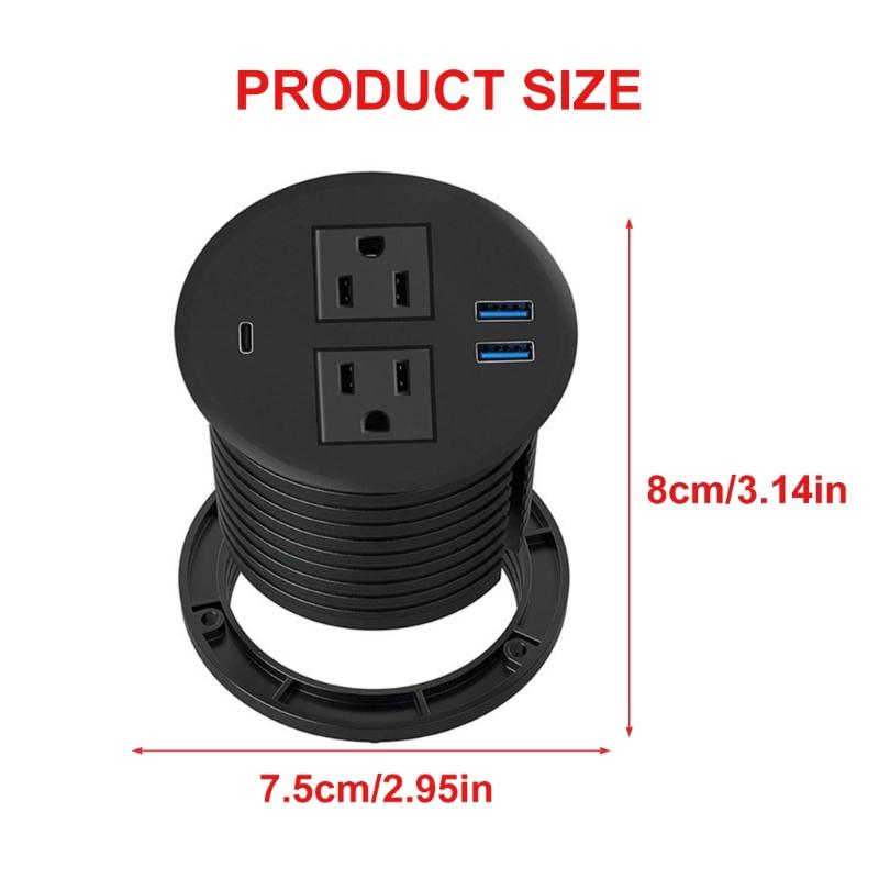 Standard Recessed Desk Outlet Invisible Design Metal Frame Desktop Power Grommet For Modern Office And Home Use