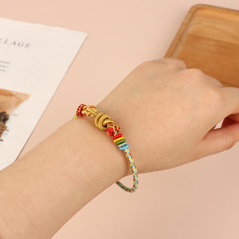 Vynikající ručně pletené vícebarevné provázkové náramky Jednoduchý romantický náramek s dračím uzlem Dárek