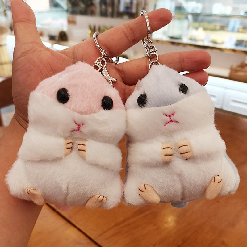 Cute Hamster Car Keychain Pendant Backpack Small Pendant Doll Hamster Chain Female Doll Plush Jewelry Car Pendant Key Chian