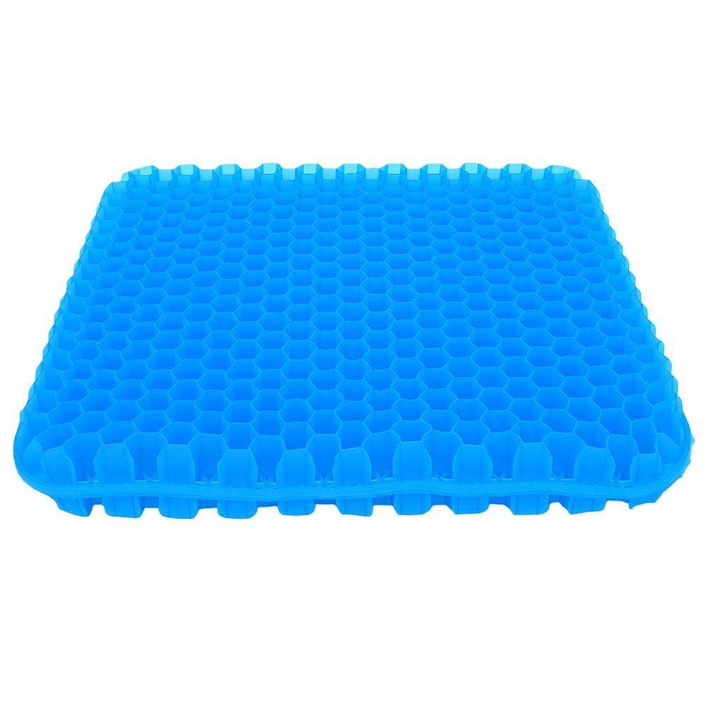 Gel Seat Cushion Thick Double Layer Ventilation Breathable Gel Cushion with Cloth Cover for Car Blue 42x37x6cm
