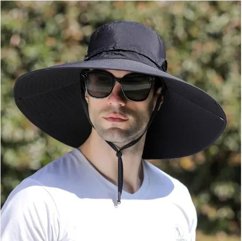 Mens Quick Dry Bucket Hat Large Size Sun Hat with Solar Powered Fan USB Rechargeable for Outdoor Hiking Camping Fishing Activity