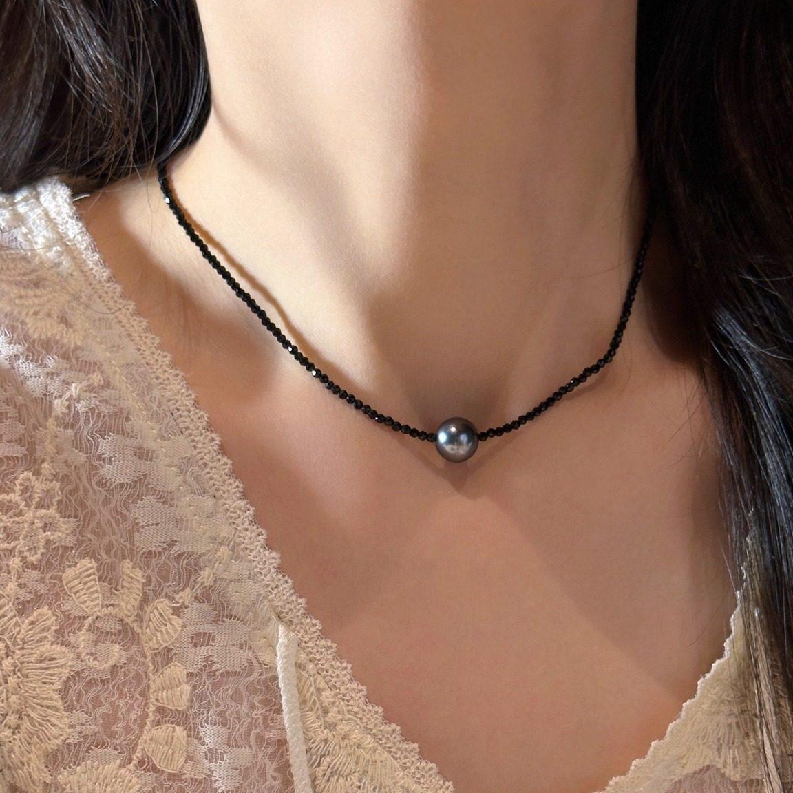 Ten Miles of Gray Traces|French-style romantic pearl necklace, versatile for commuting and workplace, collarbone chain Very beautiful
