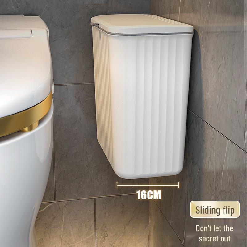 Wandmontierter Badezimmer- & Küchenmülleimer mit Deckel - Große Größe, Keine Installation erforderlich, Doppelte Verwendung für Toilette & Küche.