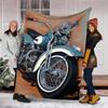 Vintage Motorcycle Sunset Fleece Printed Flannel Blanket, Warm Soft Throw Sofa Bed Blanket