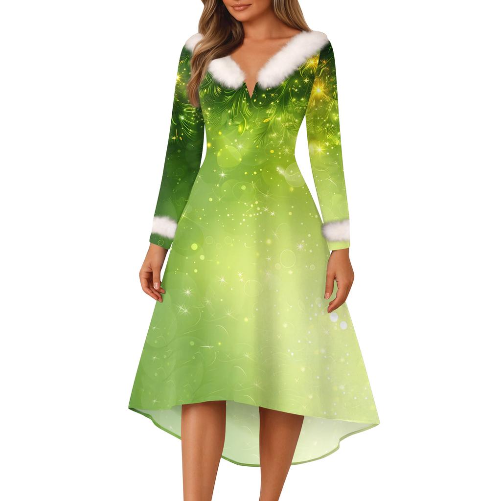 Vánoční večírek Šaty s potiskem pro ženy Vintage vánoční midi šaty Ležérní šaty Koktejlové šaty Party Slavnostní šaty