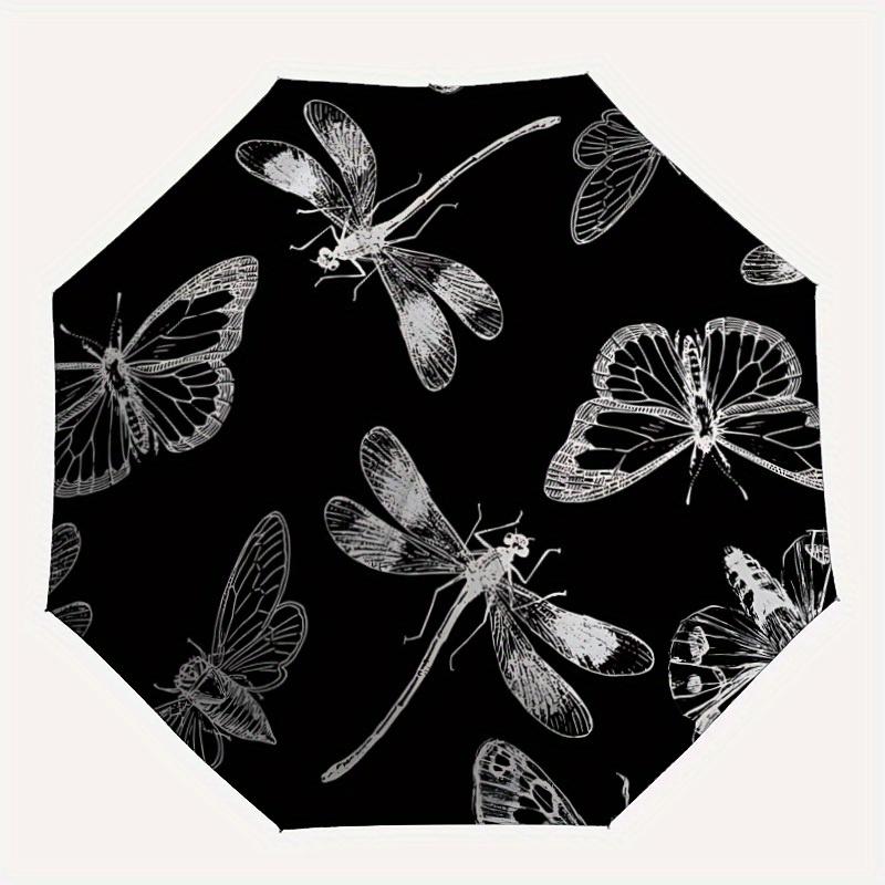 

1pc Butterfly Print Automatic Umbrella - 8-Rib Foldable Design, Outdoor Adventures, and Family Celebrations y250829044