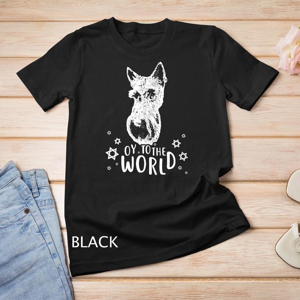 

Oy To The World T-Shirt, Scottish Terrier Hanukkah Unisex T-shirt XL