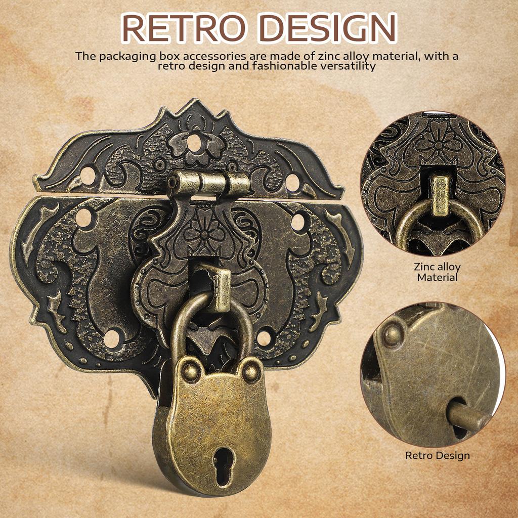 1Set Vintage Wooden Box Hasp Lock Decorative Clasp Latch Jewelry Gift Box Buckle Small Metal Hasp for Packaging Accessory