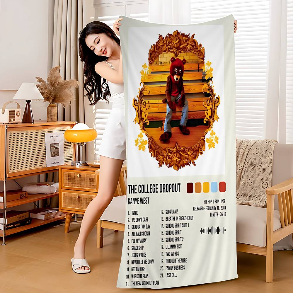 Rapper Hip Hop Pop Singer Kanye West Beach Towel Colorful Bath Towels for Girl Microfiber Sand Free Beach Yoga Spa Gym Pool