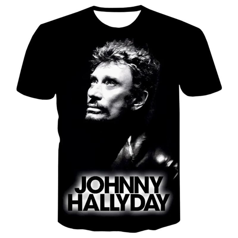 Most Popular Pop Singer Johnny Hallyday 3D Printed T-shirt Men Women Rock Casual Streetwear Clothes Hip Hop Harajuku Tops