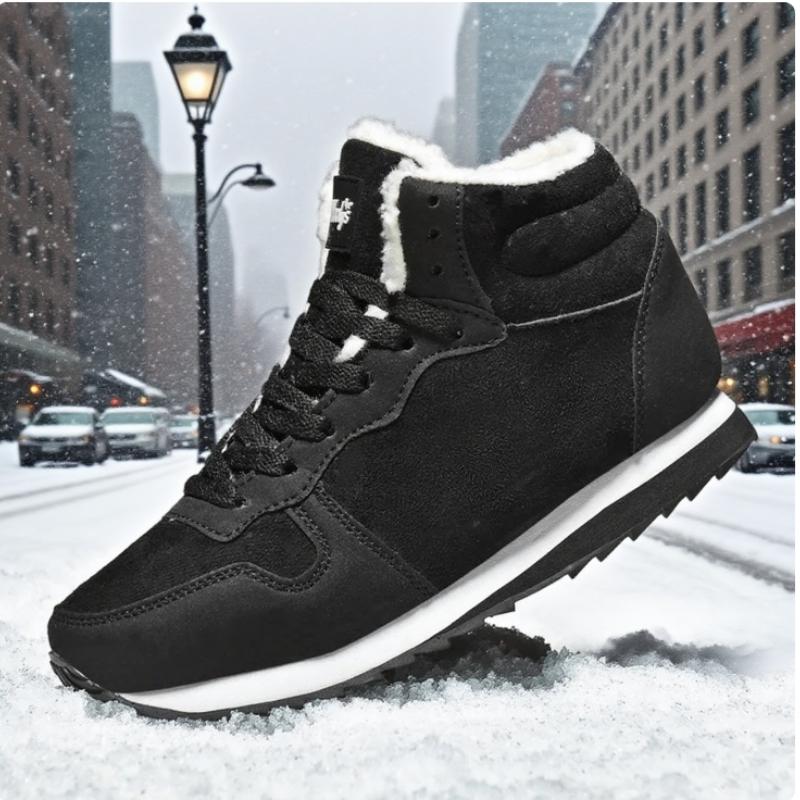 Women's Fashion Winter Boots Plush Lined High Top Design Anti Slip Rubber Outsole Snow Sneakers  New Soft Winter Ankle Boots