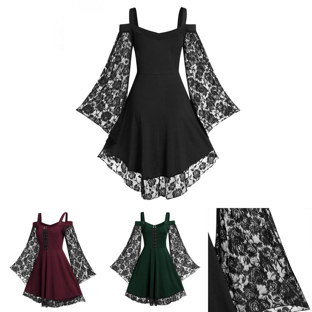 Atemberaubendes Vintage Mittelalter-Partykleid für Damen mit großem Schwingrock, perfekt für Cosplay und Halloween