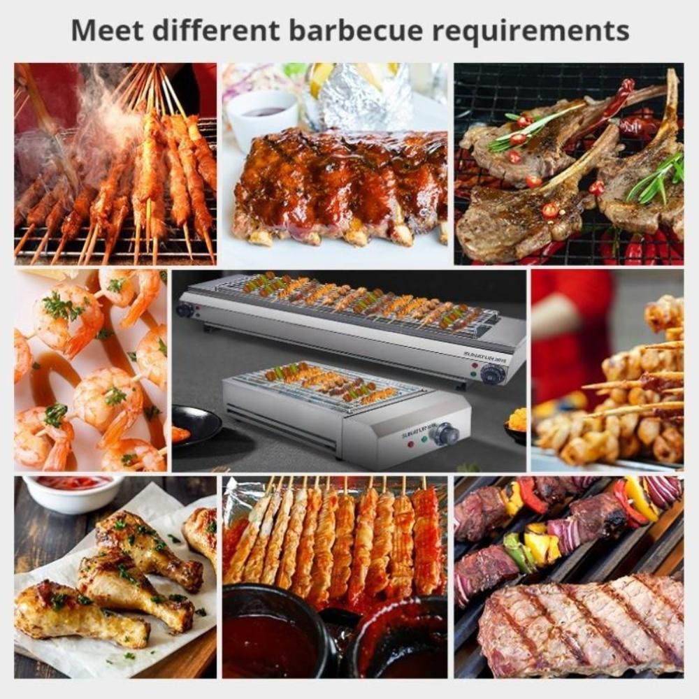 Griglia Elettrica per Barbecue di Grandi Dimensioni Cucina Senza Fumo Piastra BBQ da Esterno Campeggio Picnic Fornello Portatile per Cucinare