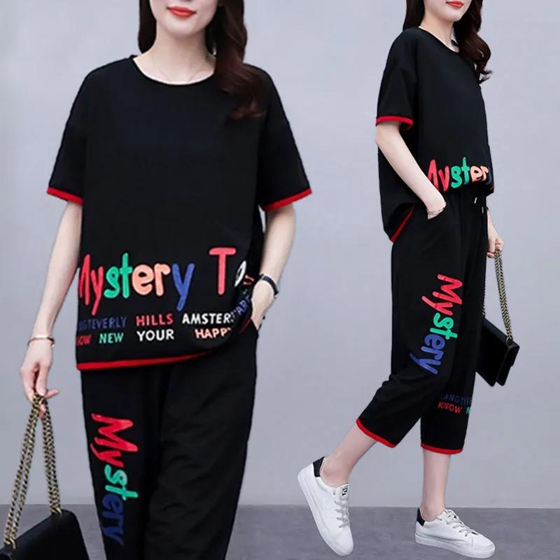 Damen T-Shirt Mode Freizeitanzug Sommer Zweiteiler Mutter Kurze Hose Anzug