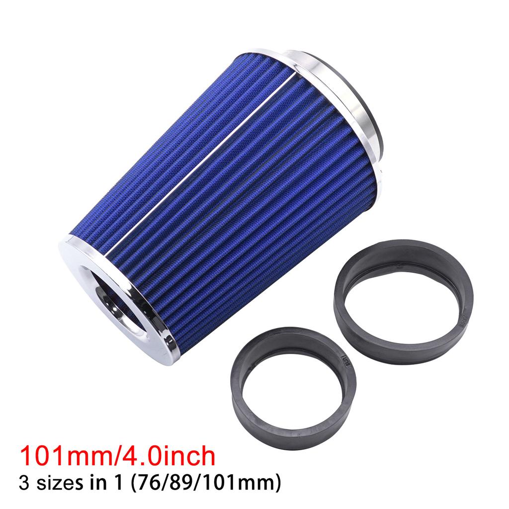 Universal 76/89/101mm Cone Air Filter 3/3.5/4 Inch - Washable Racing Cold Air Intake Filter With Adjustable Clamp