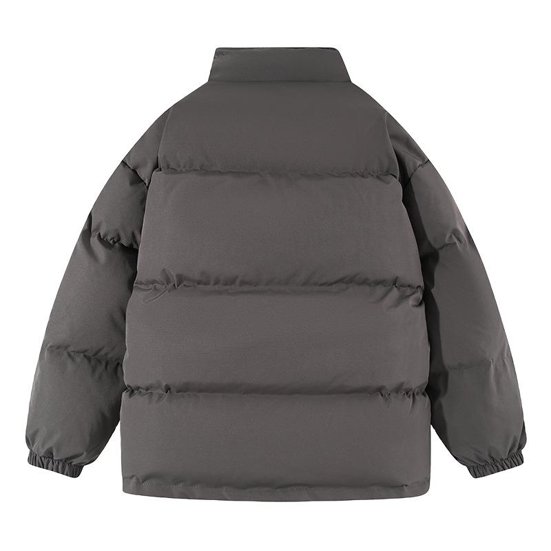 Herbst und Winter Schwarz Stehkragen Verdickt Kältefest und Warm Trendige Marke Brot Kleidung Baumwollkleidung Jacke Herren