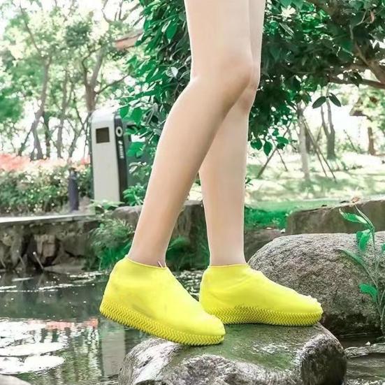 1 Pair Rain Boot Cover Waterproof Silicone Shoe Covers Anti-Slip Elastic Overshoes Thickened Rainproof Shoe Protectors