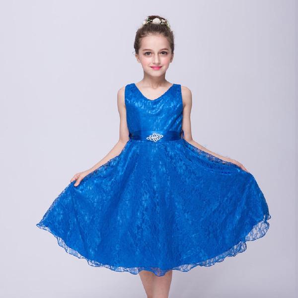 New Girls Party Prom Dress Children Lace Flower Children Girls Elegant Wedding Ceremony Birthday Dresses Teen Prom Dresses