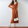 Women Sweater Dress 100% Wool TIDENOVEL U-neck Knit Long Pullover Winter Jumpers Wool Long Dress Female