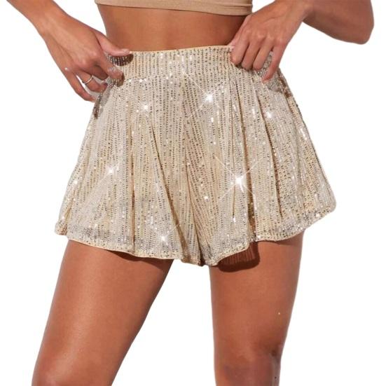 Women's Glitter Sequin Shorts High Waisted Going Out Sparkly Flowy Shorts Disco Party Festival Club Night Outfits