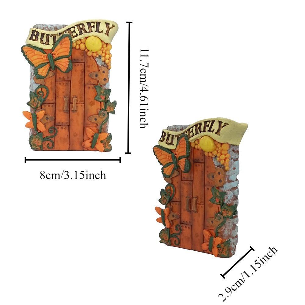 Resin Crafts Miniature Garden Door Cute Garden Fairy Gate  Desktop Decoration