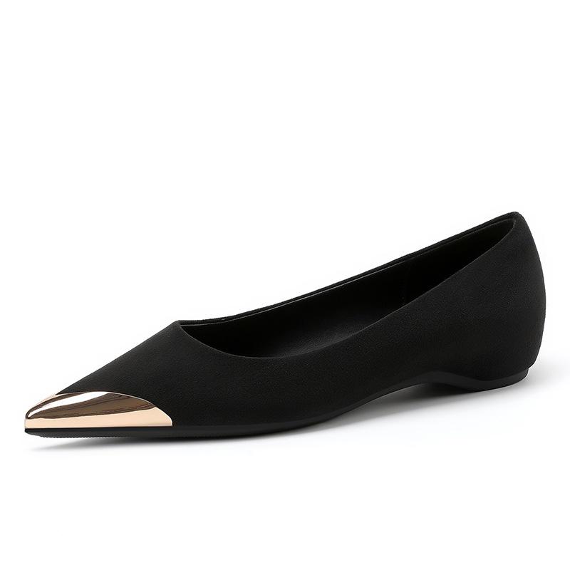 Mode-slip-on-skor för kvinnor, europeisk-amerikansk stil, med spetsig tå, lågt skaft och dold klack